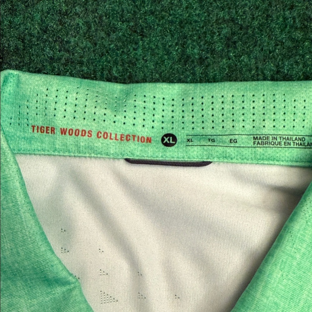Tiger Woods Collection by Nike Mens Dri-Fit Polo (Lime Green/ Blue/ White) Sz XL - Picture 3 of 8